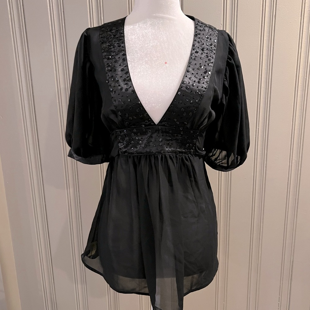 Black Chiffon Blouse.